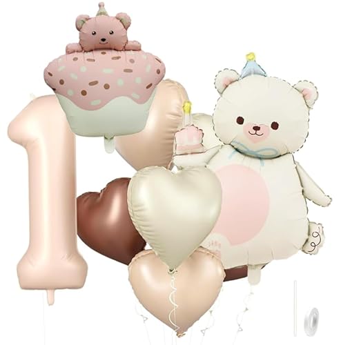 Affivia Bären-Geburtstagsballon-Set (Milchig weiß, 1 Geburtstag) von Affivia