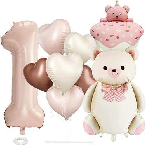 Affivia Bären-Geburtstagsballon-Set (Weiß, 1 Geburtstag) von Affivia