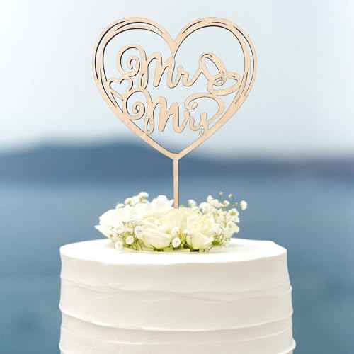 Affivia Holz Mr und Mrs Tortendeko Hochzeit,Cake Topper Hochzeit Deko,Mr & Mrs Hochzeitstorte Deko,Tortenstecker Hochzeits,Herz Hochzeitstorten,Tortentopper Hochzeitstorte für Wedding,Verlobung,Antrag von Affivia