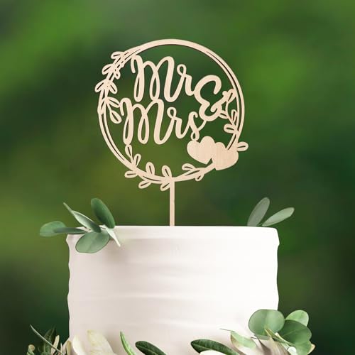 Affivia Holz Mr & Mrs Tortendeko Hochzeit,Cake Topper Hochzeit Deko,Mr und Mrs Hochzeitstorte Deko,Tortenstecker Hochzeits,Herz Hochzeitstorten,Tortentopper Hochzeitstorte für Wedding,Verlobung,Antrag von Affivia