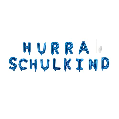 Affivia Einschulung Deko Ballon-Set (Blau, Hurra Schulkind) von Affivia