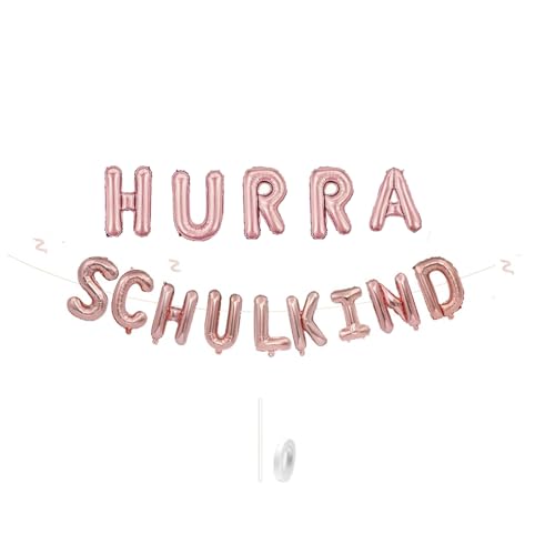 Affivia Einschulung Deko Ballon-Set (Rosa, Hurra Schulkind) von Affivia