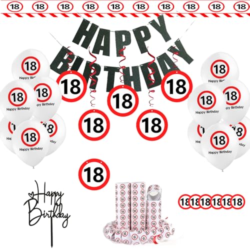 Affivia Geburtstag Deko Partyzubehörsets (Verkehrszeichen 18. Geburtstagsdeko)) von Affivia