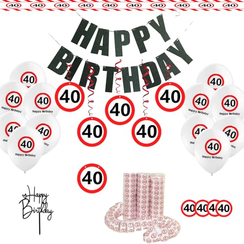 Affivia Geburtstag Deko Partyzubehörsets (Verkehrszeichen 40. Geburtstagsdeko)) von Affivia