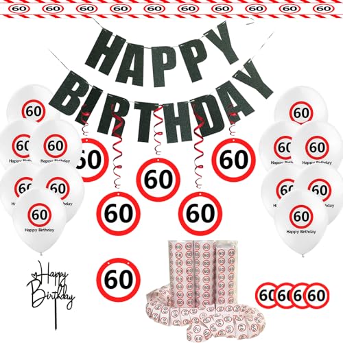 Affivia Geburtstag Deko Partyzubehörsets (Verkehrszeichen 60. Geburtstagsdeko)) von Affivia