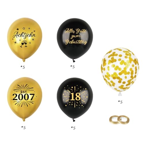 Affivia Geburtstag Luftballons Schwarze Gold (18. Geburtstag) von Affivia
