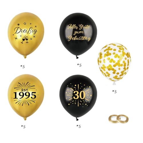 Affivia Geburtstag Luftballons Schwarze Gold (30. Geburtstag) von Affivia