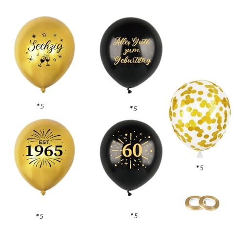 Affivia Geburtstag Luftballons Schwarze Gold (60. Geburtstag) von Affivia
