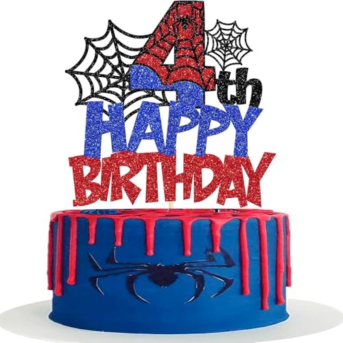 Affivia Glitzer Spider Happy Birthday Tortendeko (4. Geburtstag) von Affivia