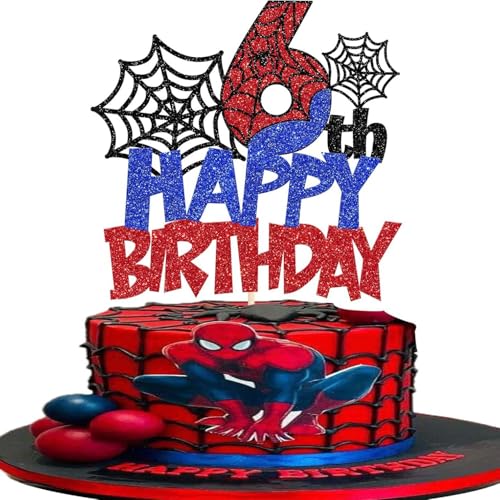 Affivia Glitzer Spider Happy Birthday Tortendeko (6. Geburtstag) von Affivia