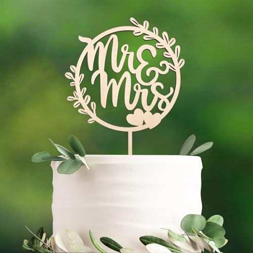 Affivia Mr und Mrs Tortendeko Hochzeit,Holz Cake Topper Hochzeit Deko,Mr & Mrs Hochzeitstorte Deko,Tortenstecker Hochzeits,Herz Hochzeitstorten,Tortentopper Hochzeitstorte für Wedding,Verlobung,Antrag von Affivia
