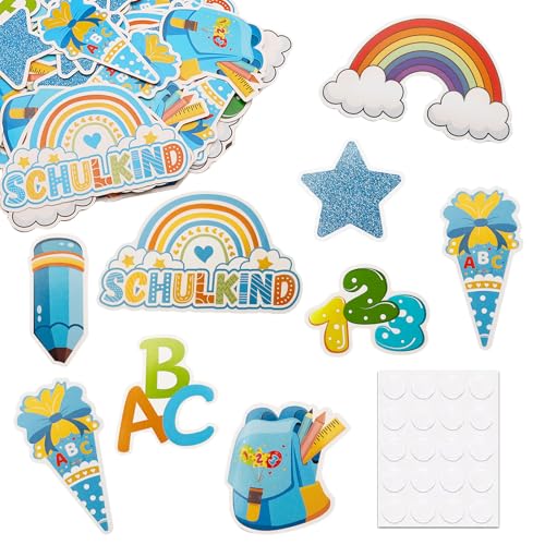 Affivia Original Einschulung Deko Konfetti Groß mit Klebepunkten (blau) von Affivia