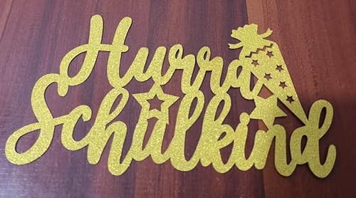 Affivia Tortendeko Einschulung (Hurra Schulkind, Gold) von Affivia