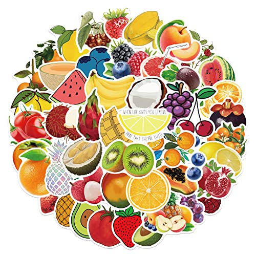 50 Stück Früchte Aufkleber,Fruit Stickers für Kinder Teens Erwachsenen,Obst Gemüse Aufkleber Laptop,Skateboard,Auto, Motorräder,Fahrrad,Skateboard,Vinyl Wasserdicht Graffiti Sticker Pack von Affoto