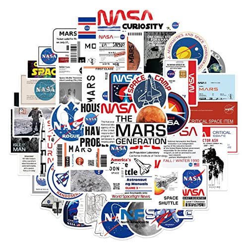 50 Stück NASA-Weltraum-Aufkleber, Geschenk für Kinder, Teenager, Erwachsene, Kinder, wasserdichte Weltraum-Agentur-Aufkleber für Laptop, Scrapbook, Wasserflasche, Auto, Fahrrad von Affoto