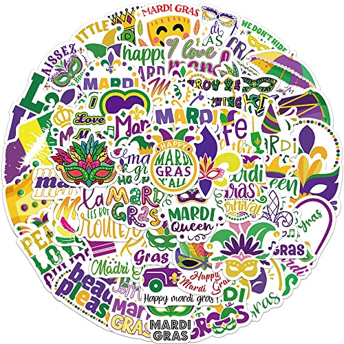 Cartoon Mardi Gras Aufkleber für Laptop(50 PCS),Geschenk für Kinder Jugendliche Erwachsene Jungen,Mardi Gras Stickers Wasserdicht Vinyl Aufkleber für Scrapbook,Skateboard,Auto,Gepäck von Affoto