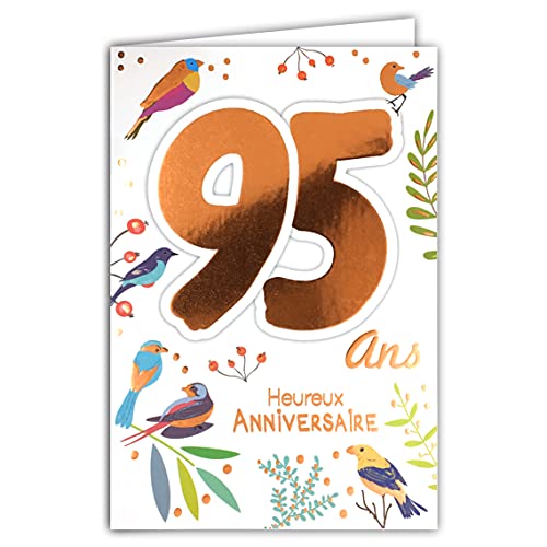 69-2045 Geburtstagskarte, 95 Jahre, Herren, Damen, Früchte, Vitamine Gesundheit, Blumen, Vögel von Afie