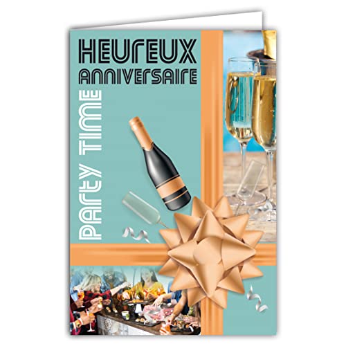 Afie Partykarte 65-1354 Glückwunschkarte, zum Geburtstag, Party Time Fêter, Trinquer/Champagner, mit Geschenkband, Band für Amis Bar Aperitif, inkl. Umschläge, hergestellt in Frankreich Afie Partykarte 65-1354 Glückwunschkarte, zum Geburtstag, Party Time Fêter, Trinquer/Champagner, mit Geschenkband, Band für Amis Bar Aperitif, inkl. Umschläge, hergestellt in Frankreich von Afie