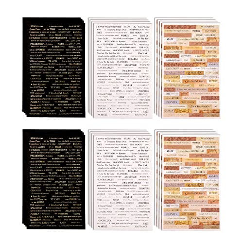 24 StüCk Vintage Sammelalbum Buchstaben Aufkleber Vergoldung Worte Phrase Tagebuch Reiseplaner Dekor Scrapbooking DIY Aufkleber von Aflytep