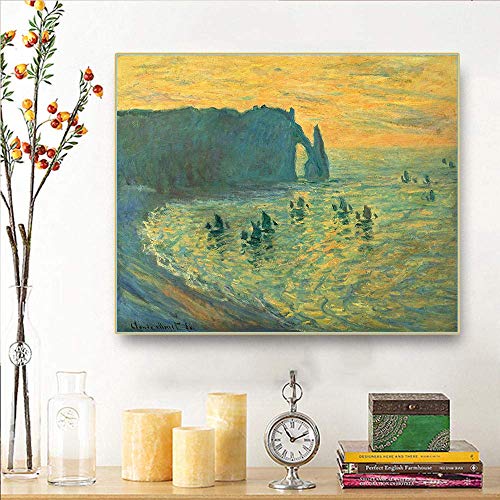 Claude Monet《Cliffs at Etretat, 1886》 Malen nach Zahlen für Erwachsene, digitales Malen nach Zahlen-Set auf Leinwand, 40,6 x 50,8 cm von Afouptao