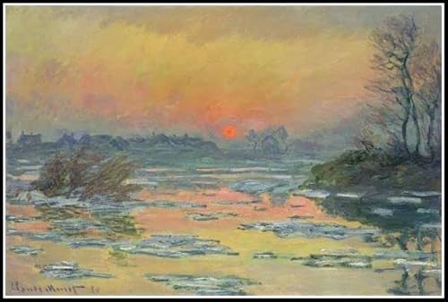 Sonnenuntergang auf der Seine im Winter, Malerei von Claude Monet, Crafts Graphie, DIY-Ölgemälde, Ölgemälde, Erwachsene, Malen nach Zahlen, Acrylgemälde, 40 x 50 cm von Afouptao