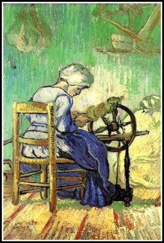 The Spinner After Millet 1889 Malen von Vincent Van Gogh, Malen nach Zahlen für Erwachsene Anfänger, DIY Digital Malen nach Zahlen Kits auf Leinwand 40 x 50 cm von Afouptao