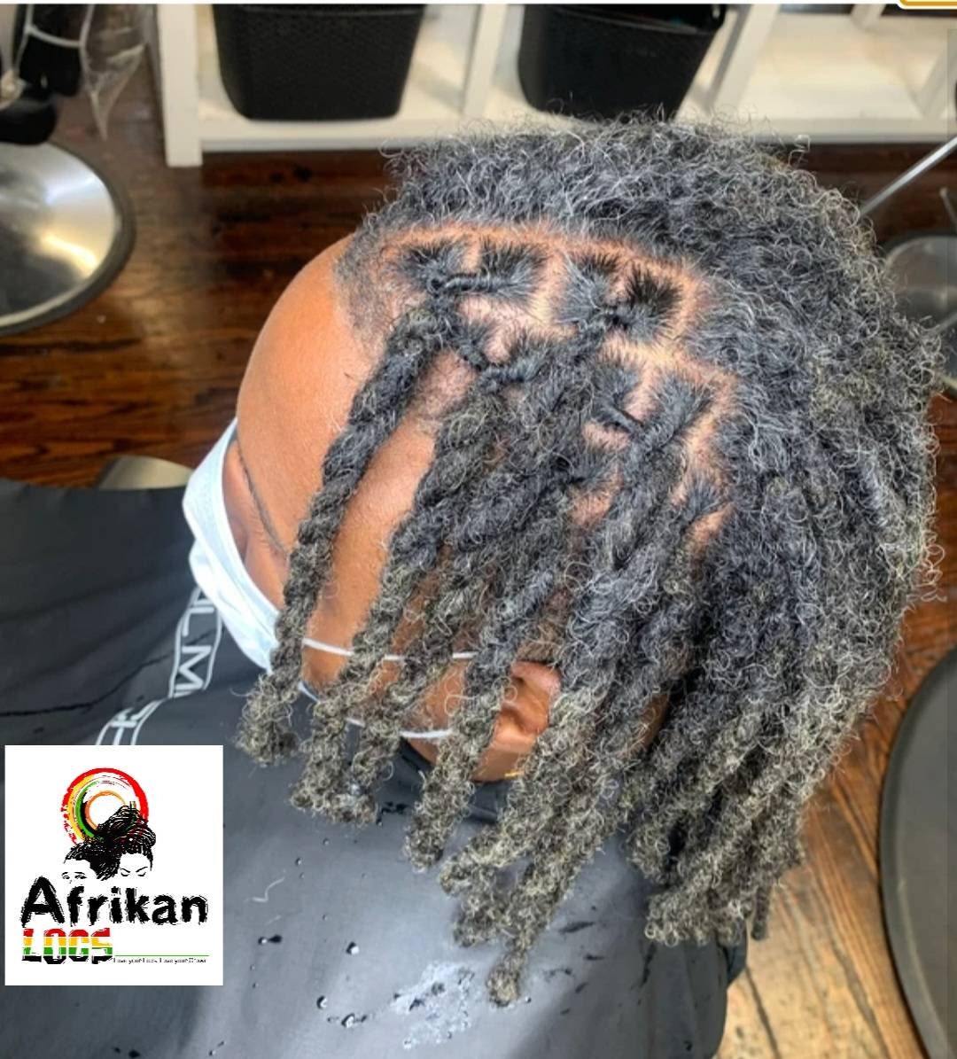 Salt & Pepper Goddess Dreadloc Extensions Schwarz Grau Lockenspitzen 10 Locs Pro Bundle von Afrikanlocs