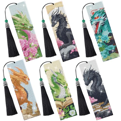 Afritee Diamond Painting Lesezeichen Drachen - Fantasie Tier Diamant Kunst Lesezeichen für Erwachsene, Einzigartige Handgemachte Geschenke Lesezeichenset mit Diamantmalerei von Afritee