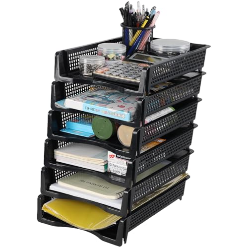 Afromy Briefablage aus Kunststoff, 6-stöckig, A4-Papier-Organizer, schwarz, stapelbare Aktenablagen Afromy Briefablage aus Kunststoff, 6-stöckig, A4-Papier-Organizer, schwarz, stapelbare Aktenablagen von Afromy