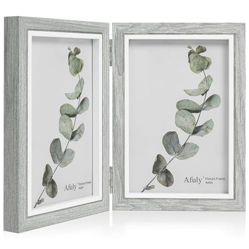 Afuly 10x15 Bilderrahmen Grau Weiß Doppelt Holz für 2 Bilder Collage Moderne Shabby Deko Family Haustier Geschenk von Afuly