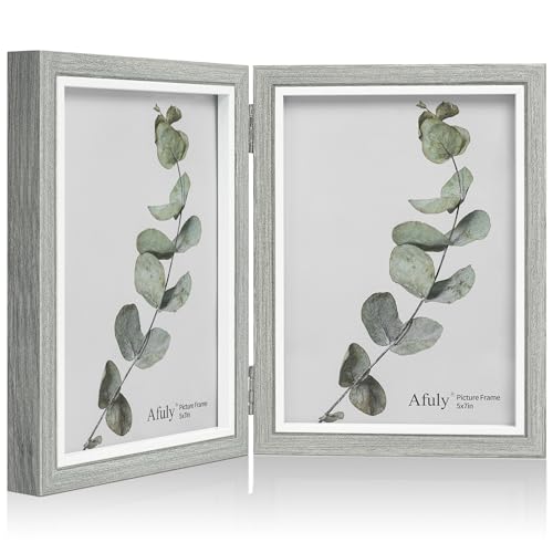 Afuly 13x18 Bilderrahmen Grau Weiß Doppelt Holz für 2 Bilder Collage Moderne Shabby Deko Family Haustier Geschenk für Familie Freund Hochzeit Geschenk von Afuly