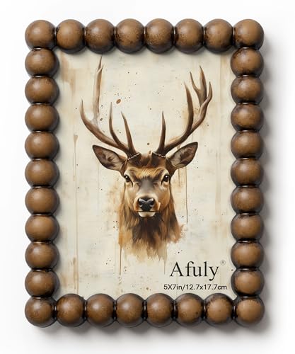 Afuly Bilderrahmen 13x18 Holz Fotorahmen mit holz Perlen Vintage Rustikal Picture Frame Wand Tablelle Dekor Dispaly Weihnachten Geburtstag Geschenk für mama Oma Family Eltern Freund von Afuly