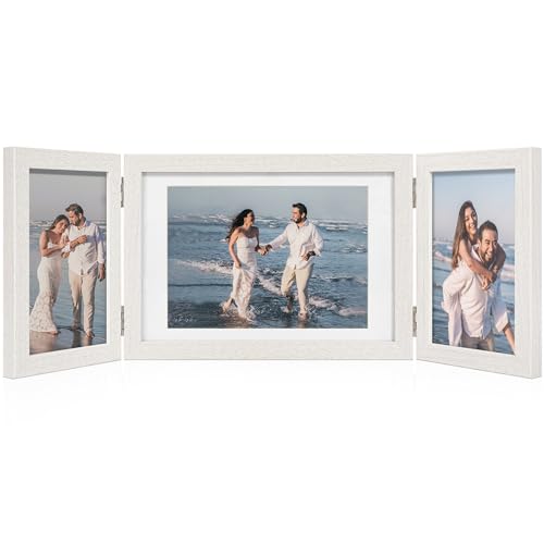 Afuly Bilderrahmen Weiß 3 Bilder für 10x15 und 13x18 cm Fotos Mehrfach Collage Holz Fotorahmen von Afuly