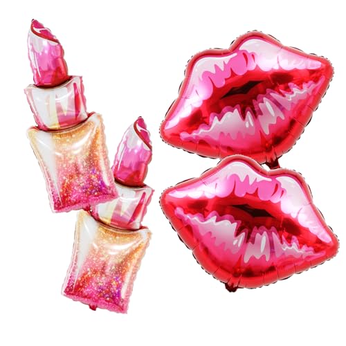 4Pcs Lippen Lippenstift Ballons, 49 Zoll roter Lippenstift und 30 Zoll Lippe Ballons für Galentines Day Make up Spa Pink Girl Party Spa Party 4Pcs Lippen Lippenstift Ballons, 49 Zoll roter Lippenstift und 30 Zoll Lippe Ballons für Galentines Day Make up Spa Pink Girl Party Spa Party von Afuntuo