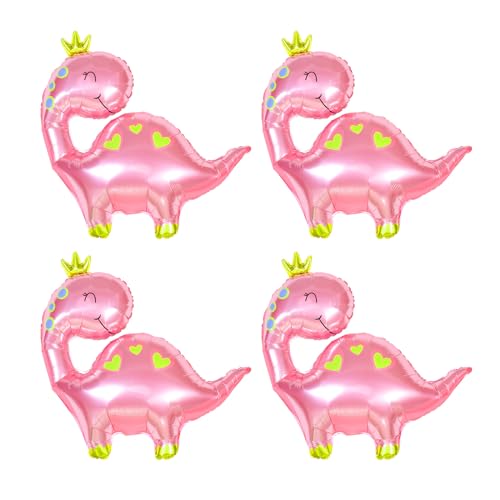 4Pcs Pink Crown Dinosaur Balloons，38 Inch Girl Dinosaur Balloons for Birthday Baby Shower Gender Reveal Royal Princess Wild One Party Decorations von Afuntuo