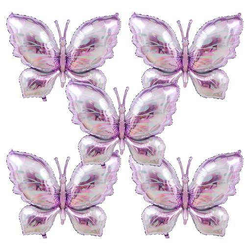 5pcs 40inch Purple Butterfly Balloons for Butterfly Themed Party Gender Reveal Wedding Birthday Baby Shower Party Decoration von Afuntuo