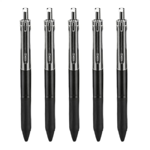 Afurl Kugelschreiber mit schwarzer Tinte, schwarze Kugelschreiber - 0,5 mm einziehbare Kugelschreiber, glatte Schreibstifte, 5 Stück,Unisex-Studenten-Lernstifte für Schule, Heimbüro, Unternehmen, von Afurl