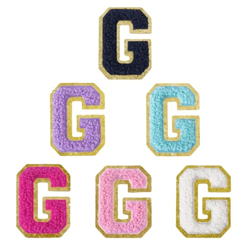 Aganmi Selbstklebende Chenille-Buchstaben-Aufnäher für Taschen, 5,1 cm, Adrette Varsity-Buchstaben für Kleidung und Hüte, große Buchstaben-Aufkleber für Laptop, Handyhülle, Kühlschrank, G, 6 Stück Aganmi Selbstklebende Chenille-Buchstaben-Aufnäher für Taschen, 5,1 cm, Adrette Varsity-Buchstaben für Kleidung und Hüte, große Buchstaben-Aufkleber für Laptop, Handyhülle, Kühlschrank, G, 6 Stück von Aganmi