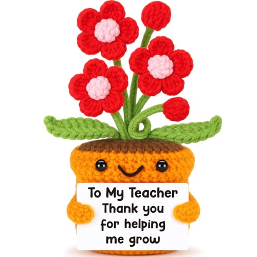 Agantree art Handgefertigte gestrickte Bouquet-Puppe mit Karte "Thank You for Helping me Grow" – Lehrer-Wertschätzung Geschenk für Frauen – Geburtstag Weihnachten Dekoration Agantree art Handgefertigte gestrickte Bouquet-Puppe mit Karte "Thank You for Helping me Grow" – Lehrer-Wertschätzung Geschenk für Frauen – Geburtstag Weihnachten Dekoration von Agantree art