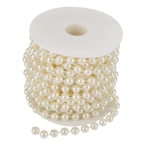 10 m lange Schnur aus Kunstperlen, 8 mm Bastelschnur, Schleifperlendraht, Perlengirlande, DIY-Hochzeitsdekoration, Rollenstrang für Hochzeitsfeier-Dekoration (Beige) von Agatige