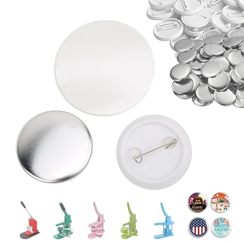 100 Sets 37mm Metall liefert Rohlinge, runde Abzeichen Pin Teile Abzeichen und leere weiße Stifte mit Abdeckrücken Plastikfilme von Agatige
