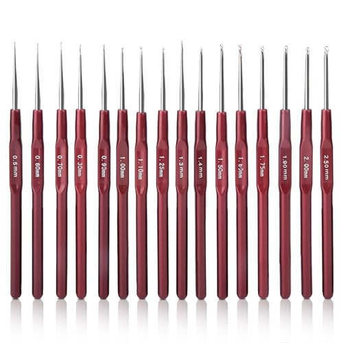 16-teiliges Häkelnadel-Set, 0,5 mm bis 2,5 mm, kleine ergonomische Spitze, Garn-Stricknadeln, Häkelnadeln, Häkelmaschenmarkierer für Anfänger, Häkelgarn und -faden von Agatige
