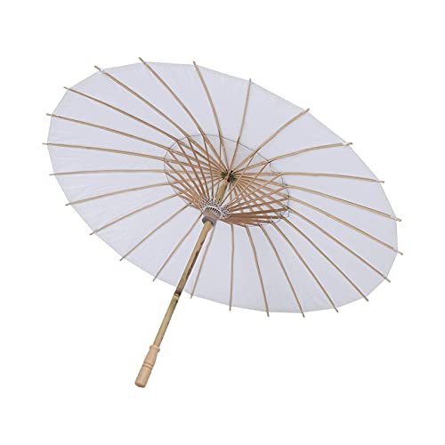 42cm Weißer Sonnenschirm, Chinesisch/Japanisch Dekorativer Papier Regenschirm DIY Schriftzug Malerei für Hochzeit, Tanz, Fotografie, Kunstzubehör, Partydekoration von Agatige