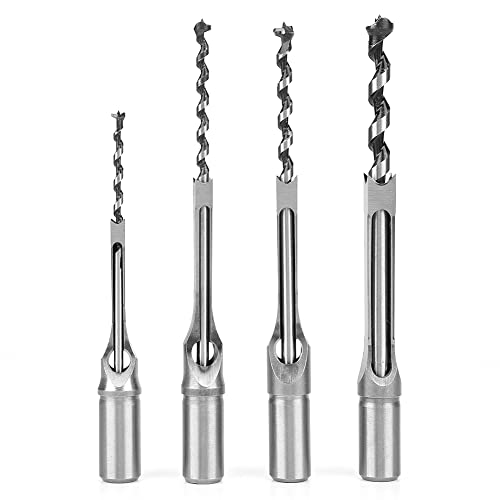 6 Stück quadratische Loch Bohrmaschine Preis Wald Bit Morteling Burin für Bau, Installation, Renovierung (4pcs: 1/2、1/4、3/8、5/16) von Agatige