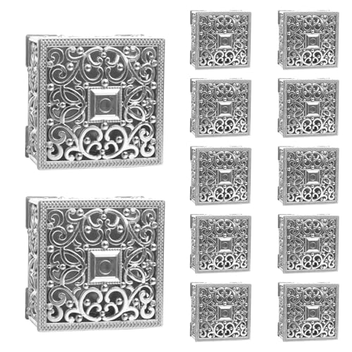 Agatige 12 Stück Hochzeitsfeier-Geschenkboxen, quadratische hohle Süßigkeitenschachtel Schokoladenplätzchen-Geschenkbox für Hochzeit Brautparty Geburtstag(Silber) von Agatige
