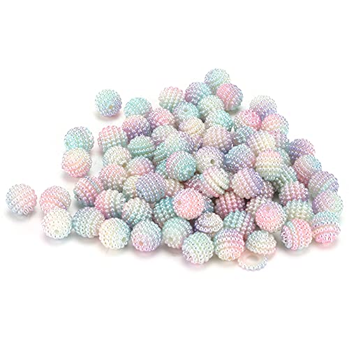 Agatige 200pcs Perlenperlen, Pearlized Berry Beads 10mm Farbe Pearlized Gradient Deco Perlen mit Loch für DIY Schmuckherstellung(#1) von Agatige
