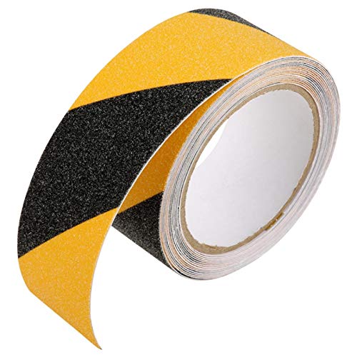 Agatige 5 cm x 5 m doppelseitiges Teppichband, selbstklebendes PVC-Anti-Rutsch-Klebeband, verschleißfester, Selbstklebender Sicherheitsbodenbelag für Hartholzböden, Outdoor-Teppiche(gelb und schwarz) von Agatige