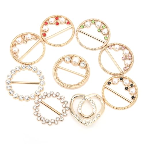 Damen Kristall Brosche, Broschen Set für Kleidung, Knöpfe für Hemdbrosche, unsichtbar, Hemdknöpfe, broschen für kleidung, 9 STÜCKE Metall T‑Shirt Clip, Strass Schal Schnalle Metall Clip Schnalle von Agatige