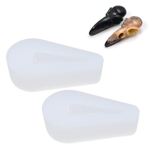 Raven Skull Epoxidharz Silikonform, Silikonform mit 3D-Vogelmotiv und Rabenkopf, 2 STÜCKE 3D Rabenkopf Schädelform, Schädel Silikonform Halloween Krähe Stil Harzform Molding Dekorationswerkzeug von Agatige