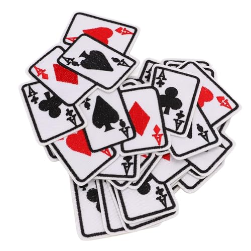 Spielkarten-Aufnäher, Aufnäher Patches für Jacken, 20 Stück 11,5 cm Aufnäher für Kleidung, Stickerei zum Aufbügeln, zufällig ausgewählte Stile, Aufnäher zum Aufbügeln für Kleidung von Agatige
